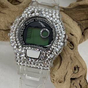Aldo Clear And Rhinestone Embellished Water Resistant Sport Watch. Adjustable.